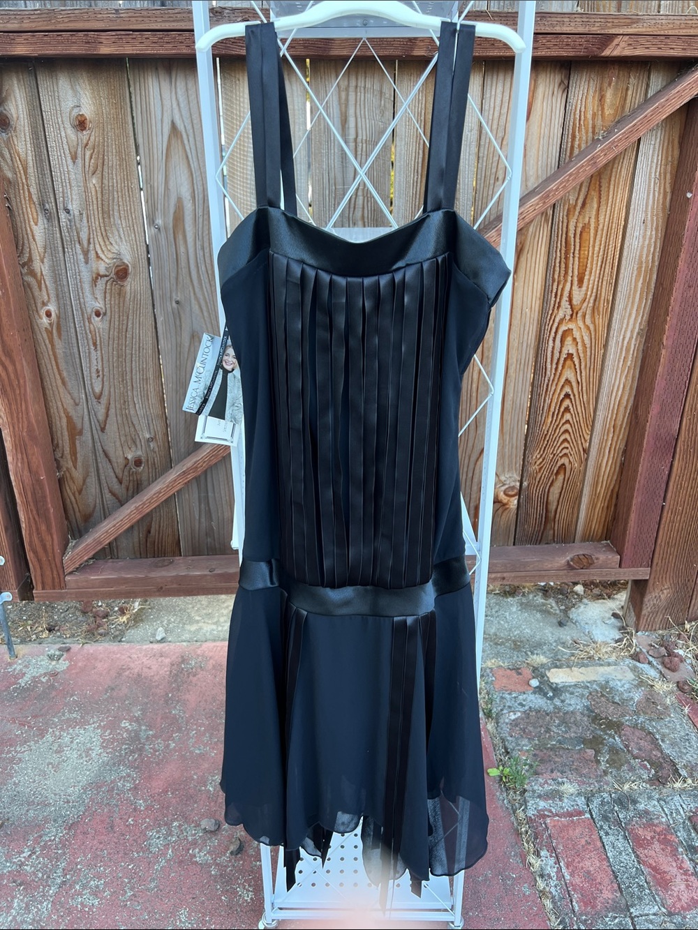 Jessica McClintock Black Pleated Panel Mini Dress